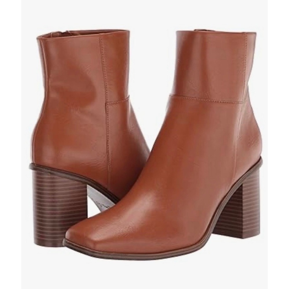 NEW The Drop Ibita Cognac Square Toe Block Heel Ankle Boots Size 10